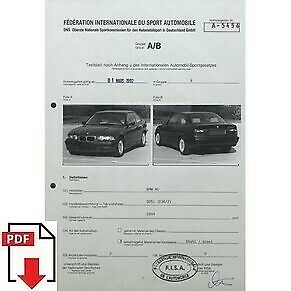1992 BMW 325i (E36/2) FIA homologation form PDF download